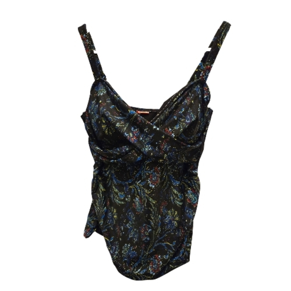 Croft & Barrow Black Floral Swimsuit Sz M